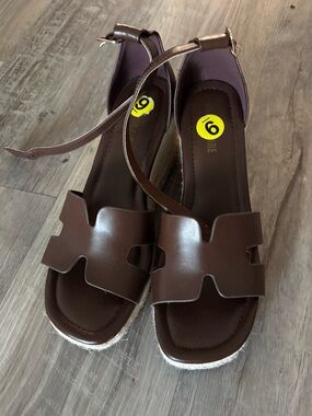 Women's Brown Espadrille Wedge Sandals - Classic Summer Style